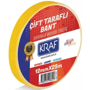 Kraf Çift Taraflı Bant 12 mm x 25 m