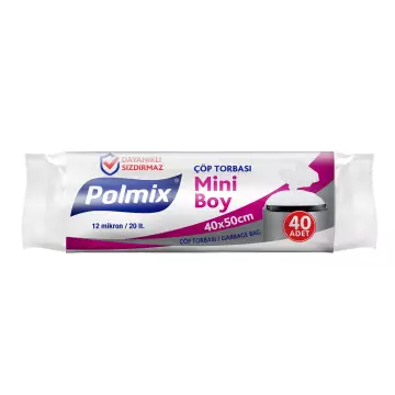 Polmix P101 Çöp Torbası Mini Boy 40x50 Şeffaf x 40’lı