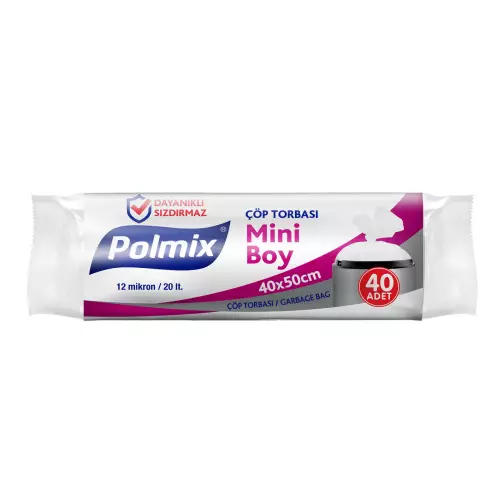 Polmix P101 Çöp Torbası Mini Boy 40x50 Şeffaf x 40’lı