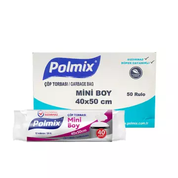 Polmix P101 Çöp Torbası Mini Boy 40x50 Şeffaf - 40’lı x 50 Rulo Koli