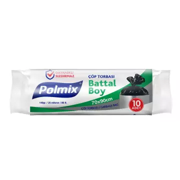 Polmix P104 Çöp Torbası Battal Boy 70x90 Siyah x 10’lu