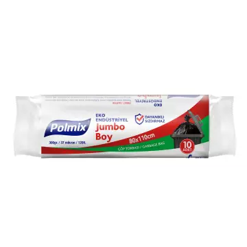 Polmix P303 Çöp Torbası Eko Endüstriyel Jumbo Boy 80x110 Siyah  - 10’lu