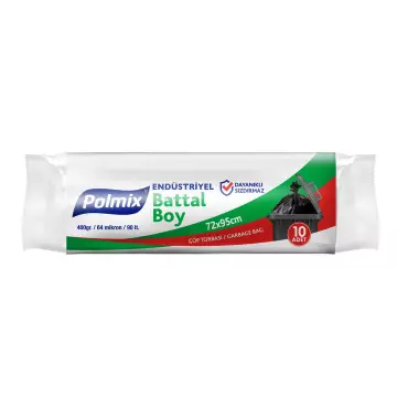 Polmix P403 Çöp Torbası Endüstriyel Battal Boy 72x95 Siyah (400 gr) x 20’li