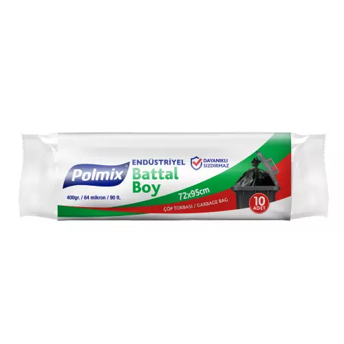 Polmix P403 Çöp Torbası Endüstriyel Battal Boy 72x95 Siyah (400 gr) x 20’li