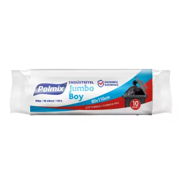 Polmix P404 Çöp Torbası Endüstriyel Jumbo Boy 80x110 Siyah (400 gr) x 10’lu