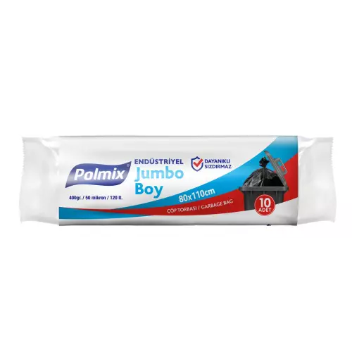 Polmix P404 Çöp Torbası Endüstriyel Jumbo Boy 80x110 Siyah (400 gr) x 10’lu