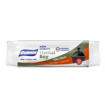 Polmix P504 Çöp Torbası Ağır Hizmet Hantal Boy 100x150 Siyah (1000 gr) - 10'lu