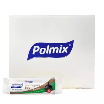 Polmix P551 Çöp Torbası Eko Endüstriyel Konteyner Boy 90x125 Siyah - 10'lu x 10 Rulo Koli