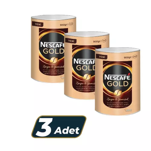 Nescafe Gold Kahve Teneke Kutu 900 gr - 3 Adet