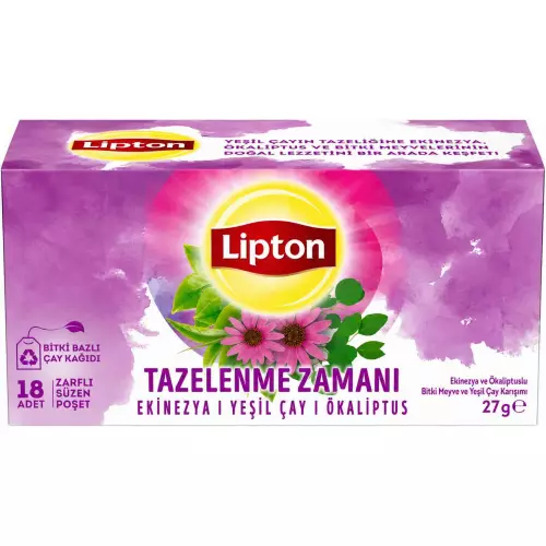 Lipton Tazelenme Zamanı Ekinezya, Yeşil Çay & Okaliptüs Bitki Çayı 18'li Paket