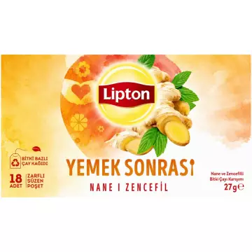 Lipton Yemek Sonrası Nane & Zencefil Bitki Çayı 18'li Paket