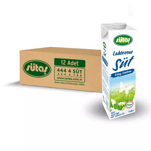 Sütaş Süt Laktozsuz 1 Litre x 12 Adet