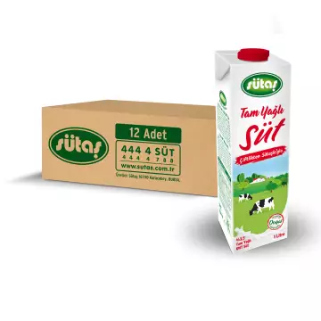 Sütaş Süt Tam Yağlı 1 Litre x 12 Adet