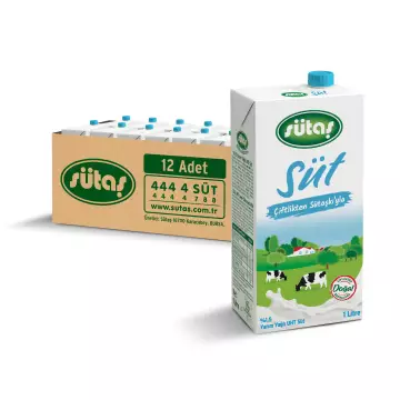 Sütaş Süt Yarım Yağlı 1 Litre x 12 Adet