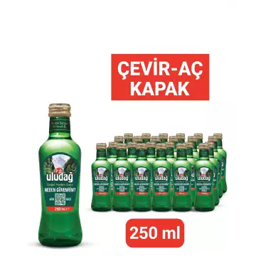 Uludağ Doğal Maden Suyu 250 ml Çevir-Aç Cam Şişe 24'lü Paket