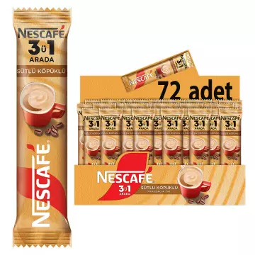 Nescafe 3'ü 1 Arada Hazır Kahve Sütlü Köpüklü 72'li Paket