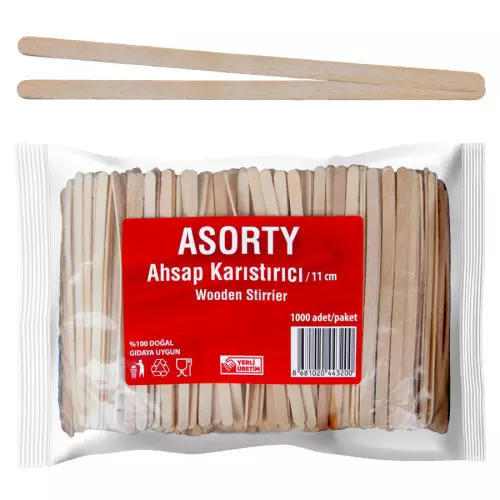 Asorty Ahşap Karıştırıcı 11 cm 1000’li Poşet (014750)