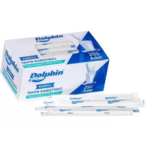Dolphin Tahta Karıştırıcı Kağıt Sargılı 14 cm 250'li Paket