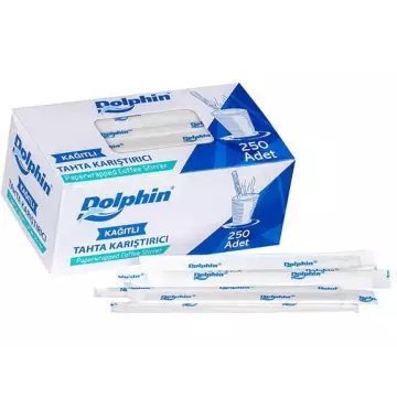 Dolphin Tahta Karıştırıcı Kağıt Sargılı 14 cm 250'li Paket
