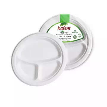 Kafem Ekolojik 3 Gözlü Karton Tabak 22 cm 25'li