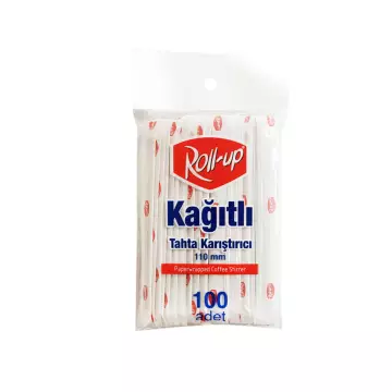 Roll Up Tahta Karıştırıcı Kağıt Sargılı 11 cm 100'lü Paket