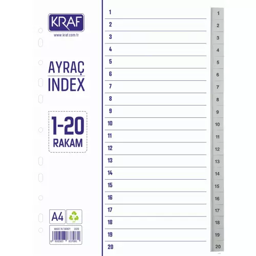 Kraf 1020 Seperatör Ayraç 1-20 Rakam