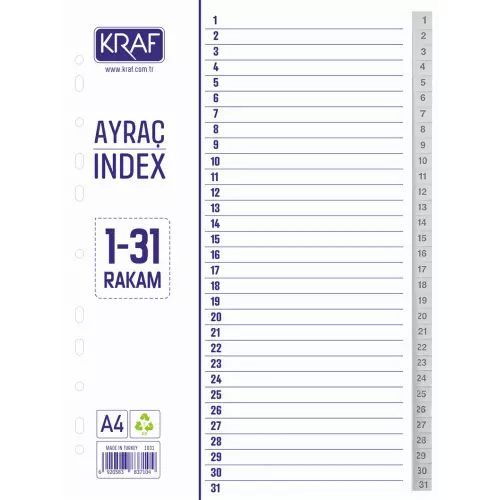 Kraf 1031 Seperatör Ayraç 1-31 Rakam