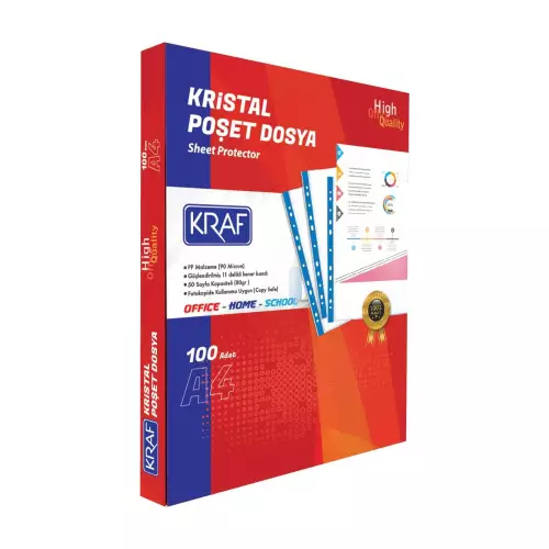 Kraf 1001 Kristal Poşet Dosya 100'lü Paket