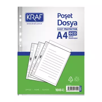 Kraf 1007 A4 Poşet Dosya 100'lü Paket