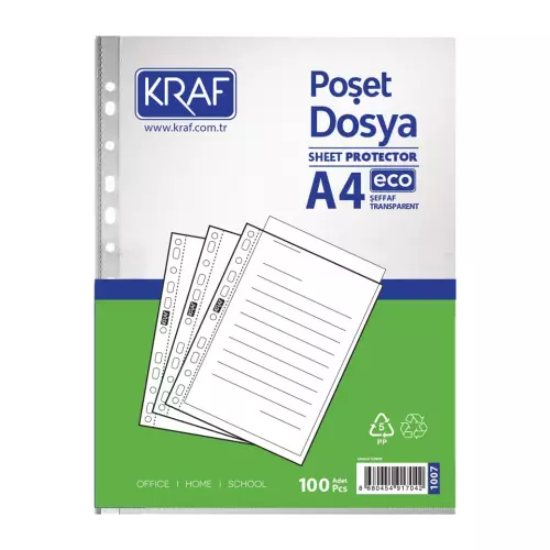 Kraf 1007 A4 Poşet Dosya 100'lü Paket
