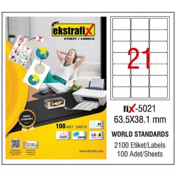 Ekstrafix Fix-5021 Beyaz Etiket 63.5 mm x 38.1 mm