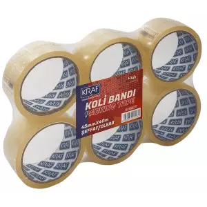 Kraf 4540 Koli Bandı Akrilik 45x40 Şeffaf 6'lı Paket