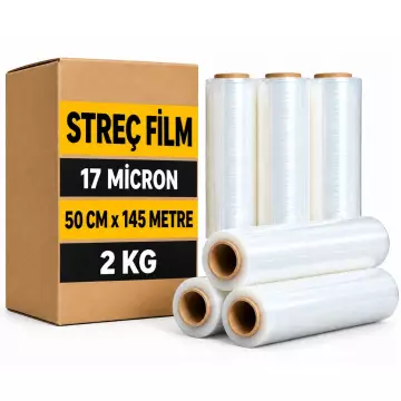 Palet Streç Film 17 Mikron Şeffaf 50 cm x 145 metre - 2 kg x 6 Adet