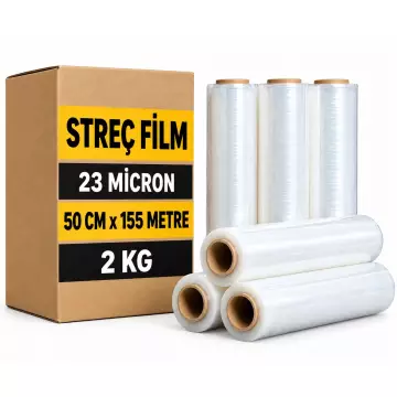 Palet Streç Film 23 Mikron Şeffaf 50 cm x 155 metre - 2 kg x 6 Adet