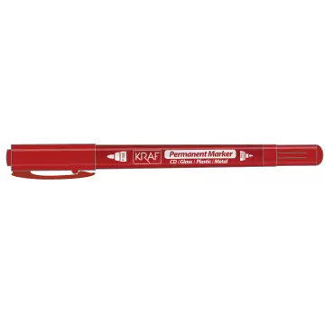 Kraf 250G Asetat Kalemi Çift Uçlu CD Kalemi - Kırmızı