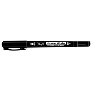 Kraf 250G Asetat Kalemi Çift Uçlu CD Kalemi - Siyah