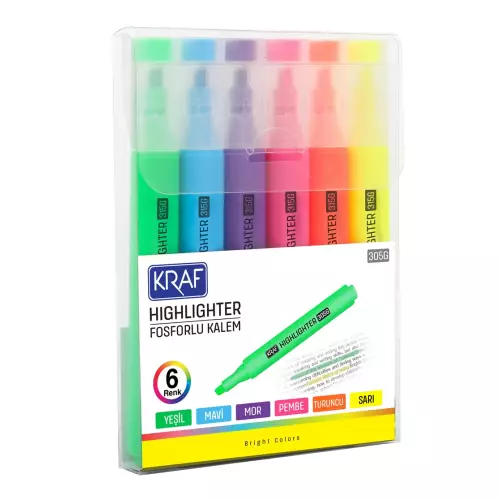Kraf 315 Trio Bright Fosforlu Kalem 6'lı