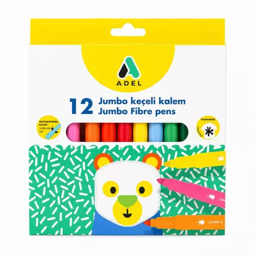 Adel Jumbo Keçeli Kalem 12 Renk