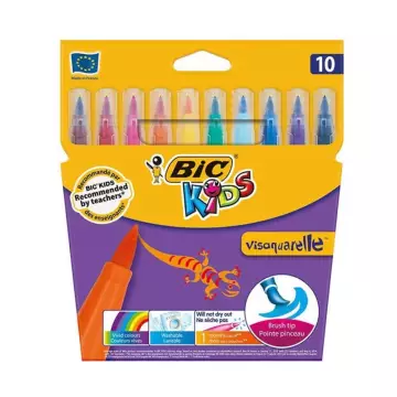 Bic Kids VisaAquarelle Fırça Uçlu Keçeli Boya Kalemi 10 Renk