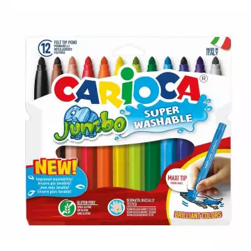 Carioca Jumbo Süper Yıkanabilir Keçeli Boya Kalemi 12'li (40569)