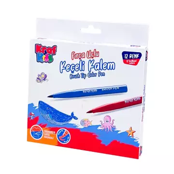 Kraf Kids 295 Fırça Uçlu Keçeli Kalem 12'li