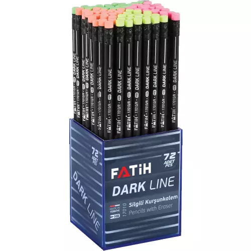 Fatih Dark Line Lata Silgili Kurşun Kalem Siyah 12'li Paket (17010)