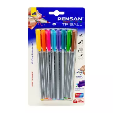 Pensan Triball Renkli Tükenmez Kalem 1.0 - 8'li Set