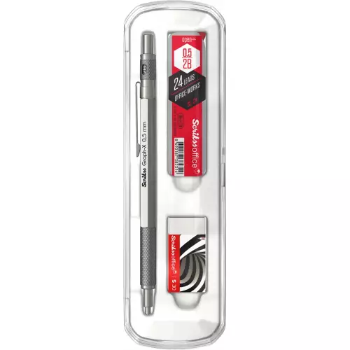 Scrikss Graph-X Mekanik Versatil Uçlu Kurşun Kalem 0.5 Kurşun Gri - 3'lü Set