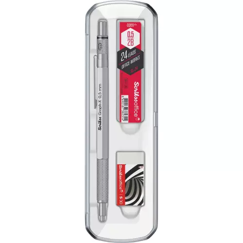 Scrikss Graph-X Mekanik Versatil Uçlu Kurşun Kalem 0.5 Saten Gri - 3'lü Set