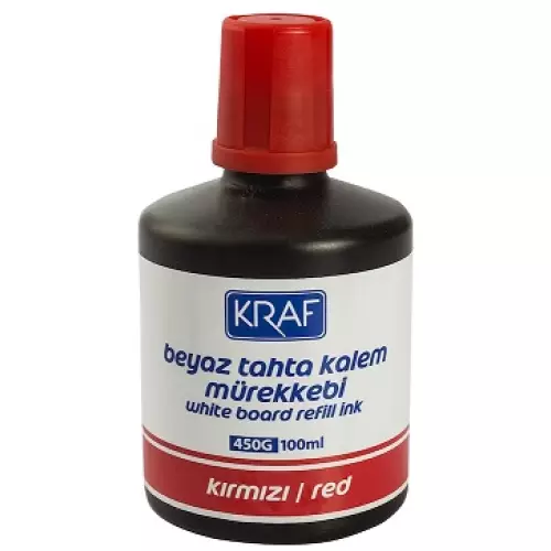 Kraf 450G Beyaz Tahta Kalemi Mürekkebi 100 ml Kırmızı