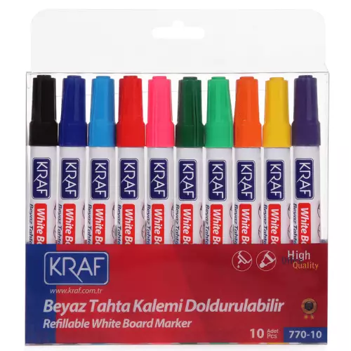 Kraf 770-10 Doldurulabilir Yazı Tahtası Kalemi 10'lu Set