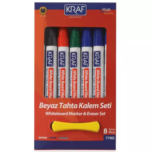 Kraf 778G Doldurulabilir Yazı Tahtası Kalemi Silgili 8'li Set