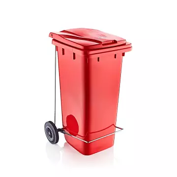 Çöp ve Atık Konteyner Pedallı Kırmızı - 120 Litre