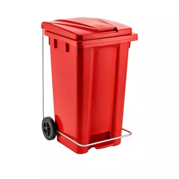 Çöp ve Atık Konteyner Pedallı Kırmızı - 240 Litre
